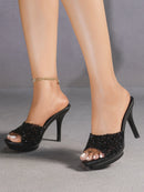 Chinelos femininos de verão, 10.5cm, plataforma antiderrapante, lantejoulas, sapatos de salto alto para mulheres, sandálias vermelhas de luxo