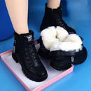 Sapatos moda inverno quente feminino preto sapatos casuais mais veludo all-match tênis de sola grossa algodão gratos zapatillas mujer