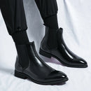 Chelsea botas para homens sola vermelha pu tornozelo negócios dedo do pé redondo deslizamento-em botas masculinas frete grátis tamanho 38-46 sapatos masculinos