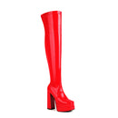 Botas acima do joelho de couro envernizado elástico para mulheres sexy t mostrar sapatos plataforma grossa botas mulher 15cm gótico coxa botas altas