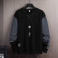 2026 Men's Casual Sweatshirts Fashion Harajuku Streetwear Long Sleeve Patchwork Loose O-Neck Pullover Tops Hip Hop Hoodies Male