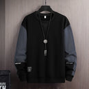 2026 Men's Casual Sweatshirts Fashion Harajuku Streetwear Long Sleeve Patchwork Loose O-Neck Pullover Tops Hip Hop Hoodies Male