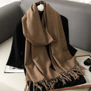 62 cores sólidas mulheres cachecol de inverno quente engrossar xale de caxemira moda ao ar livre luxo borlas pashmina senhora envoltório cachecóis à prova de vento