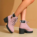 2024 novo inverno botas de salto feminino alta qualidade rendas moda designer sapatos casuais confortáveis botas de salto sapatos para mulher