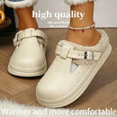 À prova dwaterproof água eva peludo mules chinelos feminino 2025 inverno fivela de metal quente chinelos de pelúcia macio fundo grosso não deslizamento slides internos