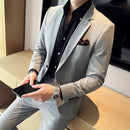 (Jaqueta + calças) marca de alta qualidade boutique cor sólida masculino casual negócios escritório terno noivo vestido casamento festa blazer calças