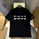 Nova Camiseta Premium de Algodão Oversized Preta com Estampa de Luxo 2026 Verão Casual de Negócios com Gráficos para Homens e Mulheres