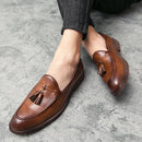 Sapato de couro casual masculino, sapato de casamento com franja de boi, sola de boi, moda estilista, alta qualidade, novo