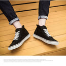 Tênis de lona de cano alto masculino deslizamento-on rendas casuais all-preto sapatos de skate básicos para estudantes sola plana sapatos esportivos confortáveis