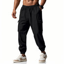 2026 novas calças masculinas casuais multi-bolso masculino capa fechada amarrada algodão e linho leggings de perna reta masculino