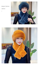 Luxury Faux Fur Hat & Scarf Set - Warm Elegant Versatile for Winter Cold Commute High-end Holiday Party