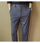 Calças de vestido dos homens novo fino respirável sólido casual alta elástica magro ajuste terno calças streetwear roupas masculinas
