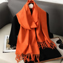 62 cores sólidas mulheres cachecol de inverno quente engrossar xale de caxemira moda ao ar livre luxo borlas pashmina senhora envoltório cachecóis à prova de vento