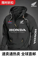 Moletom com capuz de motocicleta Honda masculino com estilo esportivo europeu com zíper e bolso solto suéter casual com capuz nos ombros