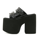 Gdgydh-sandálias plataforma com fivela para as mulheres, sapatos abertos, estilo cunha, moda, para o verão
