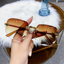 3 pçs quadrado sem aro óculos de sol feminino marca luxo designer verão vermelho óculos moda óculos de sol para homem uv400 tons oculos
