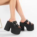 Gdgydh-sandálias plataforma com fivela para as mulheres, sapatos abertos, estilo cunha, moda, para o verão