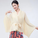 Mulheres primavera outerwear cardigan xale 2026 novo solto queimado lapela tie-up estilo assimétrico feminino outerwear topo