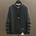 2026 New Mens Casual Sweatshirts Harajuku Solid Color Fashion Fake Two Pieces O-Neck Sweatshirt Hoodies Hip Hop Male Streetwear