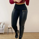 Pantalon Femme Feminino Preto Emendado   Calças femininas finas sexy calças casuais roupas de inverno feminina mulher pantaloni donna