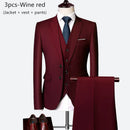 Luxo 3 peças terno de casamento masculino moda magro cor sólida negócios escritório terno define tamanho grande masculino blazer + calças + colete
