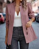 Blazer Feminino de Manga Longa, Cardigã Casual Chic Francês, Casaco Feminino, Vestuário Feminino