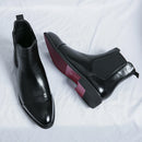 Chelsea botas para homens sola vermelha pu tornozelo negócios dedo do pé redondo deslizamento-em botas masculinas frete grátis tamanho 38-46 sapatos masculinos