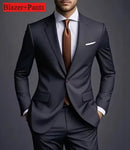 Novo Terno Masculino de Luxo Elegante 2026 - Conjunto de 2 Peças, Estilo Coreano Casual Slim Fit para Noivos e Eventos Sociais