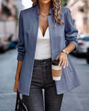 Blazer Feminino de Manga Longa, Cardigã Casual Chic Francês, Casaco Feminino, Vestuário Feminino
