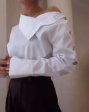 Camisa de primavera nova listra manga comprida topo para mulher elegante senhora do escritório emendado   botões Pulôver Mulher Blusa 2025 Blusas