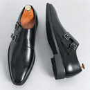 Clássico retro vestido masculino monge sapatos de couro com fivela dedo do pé apontado negócios escritório casamento confortável sapatos oxfords masculinos