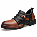 Botas Retro de Cano Baixo para Homens, com Zíper, em Couro Genuíno, Moda Masculina, Sapatos de Plataforma de Alta Qualidade