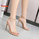 Moda tornozelo cinta ao ar livre sandálias para mulher 6cm 8cm 10cm verão salto alto preto banda estreita stiletto elegante senhoras sapatos