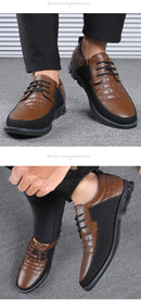 Sapatos Casuais de Outono Inverno Estilo Coreano Modernos com Sola Preta Sapatos de Couro Masculinos para Negócios com Cadarço Simples e Elegantes