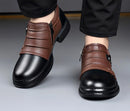 Botas Retro de Cano Baixo para Homens, com Zíper, em Couro Genuíno, Moda Masculina, Sapatos de Plataforma de Alta Qualidade