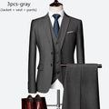 Luxo 3 peças terno de casamento masculino moda magro cor sólida negócios escritório terno define tamanho grande masculino blazer + calças + colete