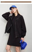 Jaquetas Femininas Amii 2026: Nova Coleção Primavera - Jaqueta de Algodão Tricotada com Gola Alta e Zíper, Blusa Feminina Solta com Manga Caída 12641079