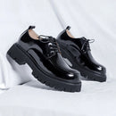 Sapatos de couro casual masculino, alta sola, plataforma, japonês, harajuku, streetwear coreano, lustroso, negócios, casamento, moda