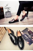 2026 Novo Sapato Masculino Slip-On Casual de Couro com Estampa de Crocodilo e Franjas Tamanho Grande 46