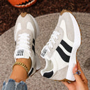 Mulheres tênis retro casual fundo plano dedo do pé redondo sapatos esportivos primavera outono tênis feminino moda designer sapatos femininos