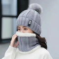 Autumn and Winter Versatile Velvet Knitted Hat Outdoor Ear Protection Thickened Warm Hat Collar Two Piece Set