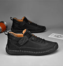Sapatos masculinos de couro feitos à mão, mocassins casuais de couro respirável, sapatos baixos da moda, sapatos com ferramentas, plus size