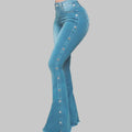 Roupas femininas novos jeans europeu americano 2026 novo popular cintura alta elástica chão alto-falante jeans feminino calças compridas jeans