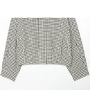 Jaquetas Femininas com Gola Alta e Zíper, Casaco Cropped Preto e Branco com Estampa Xadrez, Jaqueta Casual de Manga Longa com Corte Solto 2026