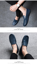 Sapatos Casuais Masculinos de Verão 2026, Marca de Luxo, Couro Genuíno, Mocassins Masculinos Vazados Respiráveis, Sapatos de Dirigir Slip-on