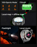 NOVO 2026 Smartwatch GPS Militar para Atividades ao Ar Livre com Mapa Offline, GPS L1+L2 de Banda Dupla, Bússola, Ciclismo, Corrida, Natação, Monitor de Frequência Cardíaca e 10ATM