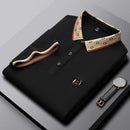 Camisa Polo Masculina Premium com Detalhes Listrados, Emblema Bordado, Tecido Respirável, Versátil para Trabalho e Ocasiões Casuais