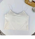 1pc feminino sexy cor sólida camisola tubo de seda gelo sem costura esportes regata sem fio roupa interior sutiã acolchoado bralette colete