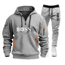 Conjunto Masculino de Moletom e Calça 2 Peças Primavera/Outono 2026, Novo, para Corrida ao Ar Livre, Corta-Vento, com Zíper, Quente, Roupa Esportiva Masculina