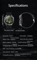 NOVO 2026 Smartwatch GPS Militar para Atividades ao Ar Livre com Mapa Offline, GPS L1+L2 de Banda Dupla, Bússola, Ciclismo, Corrida, Natação, Monitor de Frequência Cardíaca e 10ATM